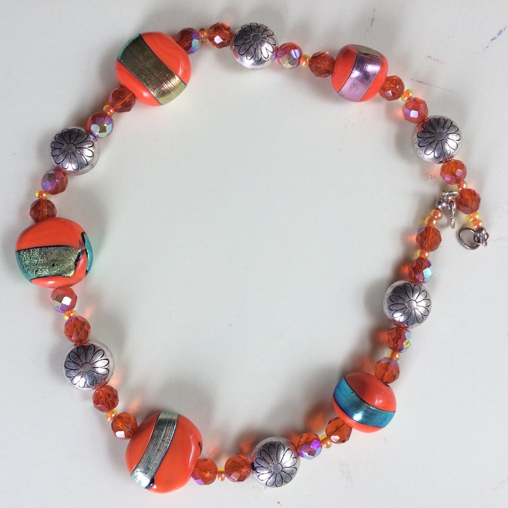 Orange ceramic necklace